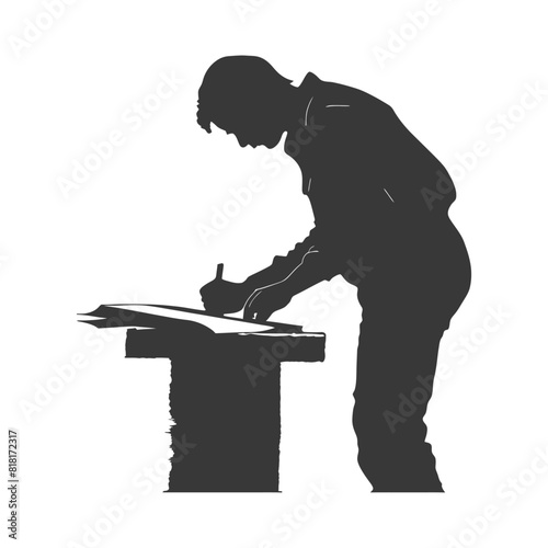 silhouette bookbinding in action full body black color only
