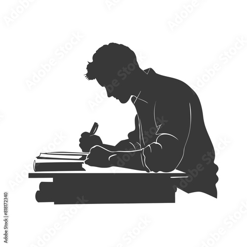 silhouette bookbinding in action full body black color only