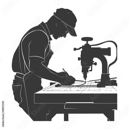silhouette bookbinding in action full body black color only