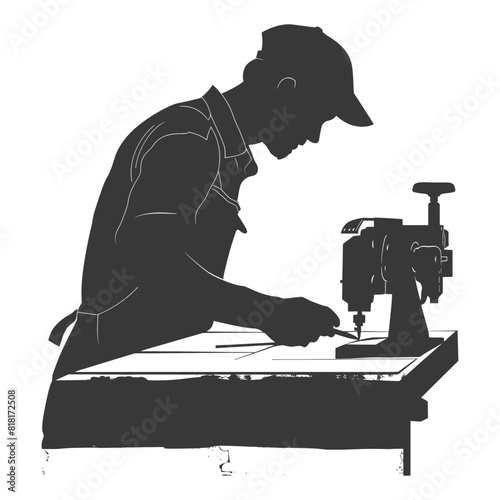 silhouette bookbinding in action full body black color only