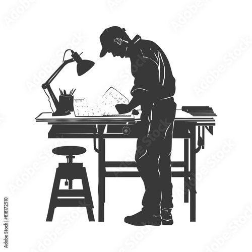 silhouette bookbinding in action full body black color only