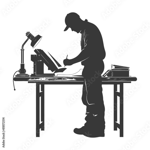 silhouette bookbinding in action full body black color only