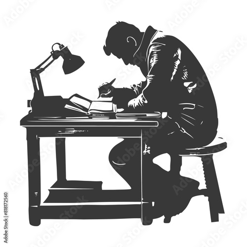 silhouette bookbinding in action full body black color only