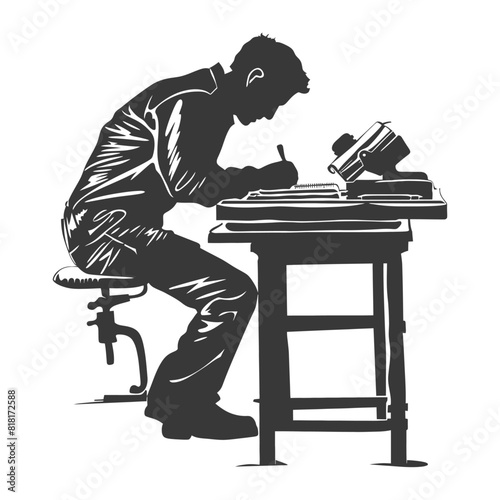 silhouette bookbinding in action full body black color only