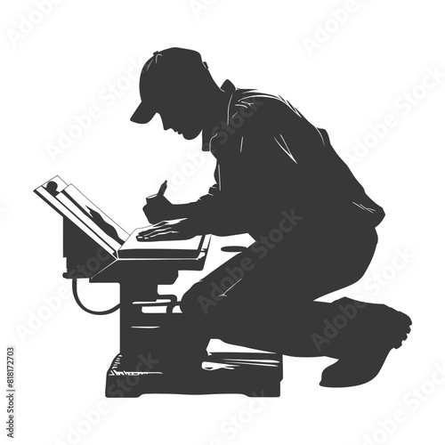 silhouette bookbinding in action full body black color only