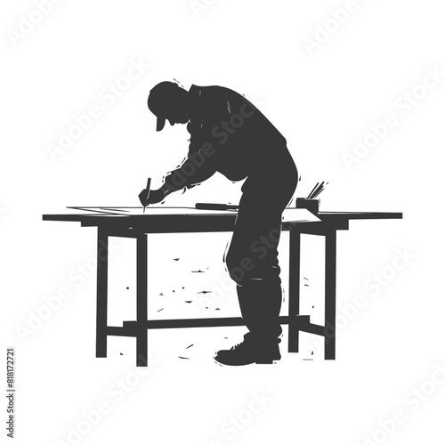 silhouette bookbinding in action full body black color only