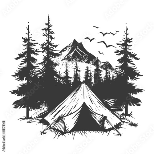 silhouette camping tent black color only