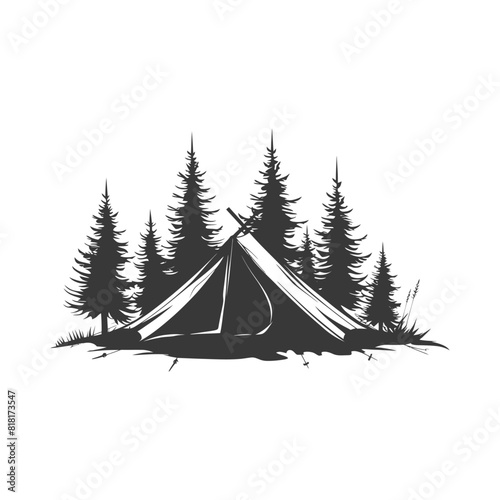 silhouette camping tent black color only