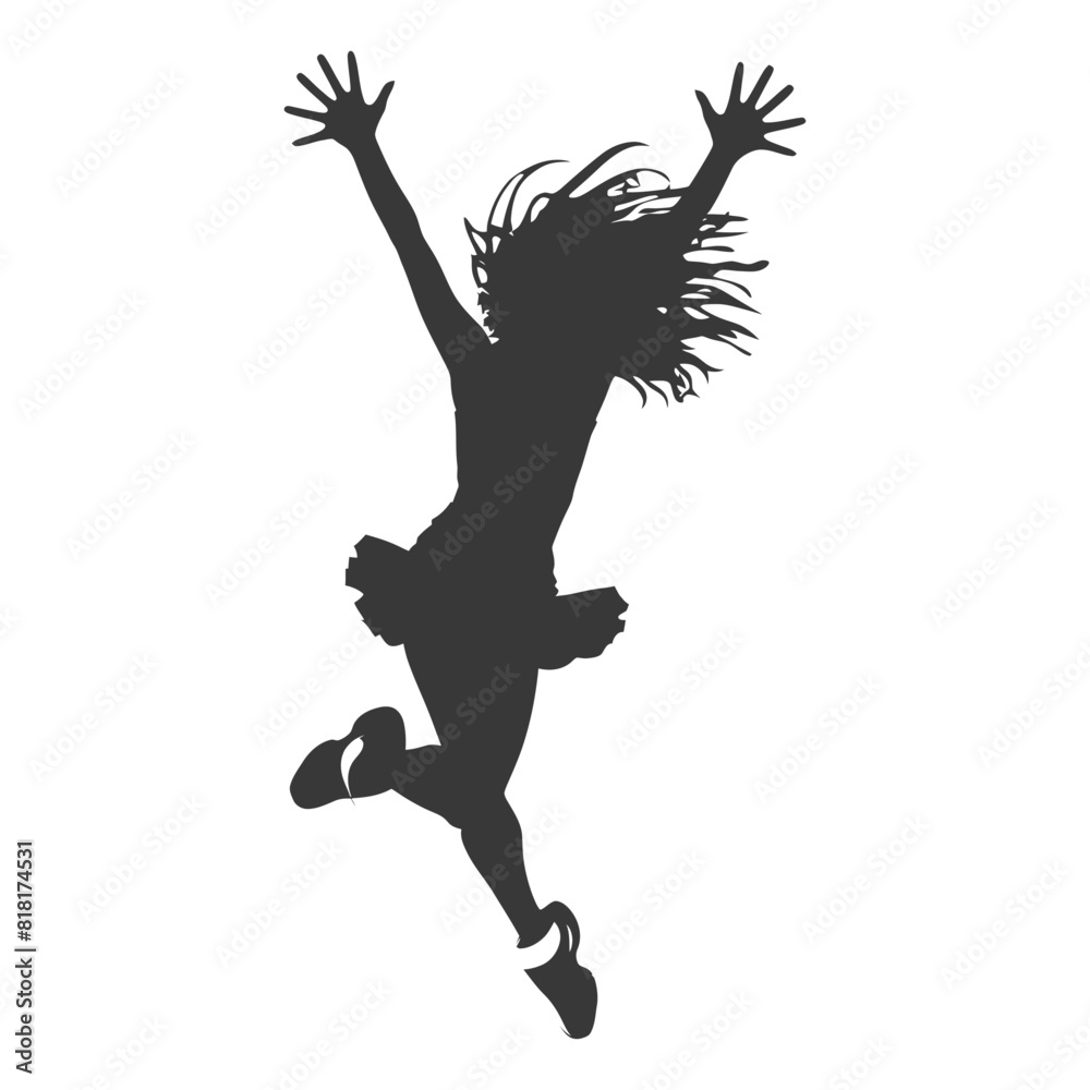 silhouette cheerleader in action full body black color only silhouette cheerleader in action full body black color only