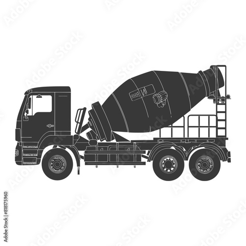 silhouette concrete mixer truck black color only