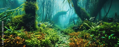 Freshwater Planted Aquarium, Aquascaping, Underwater Landscape Nature Forest Style, Aquarium Tank © artemstepanov