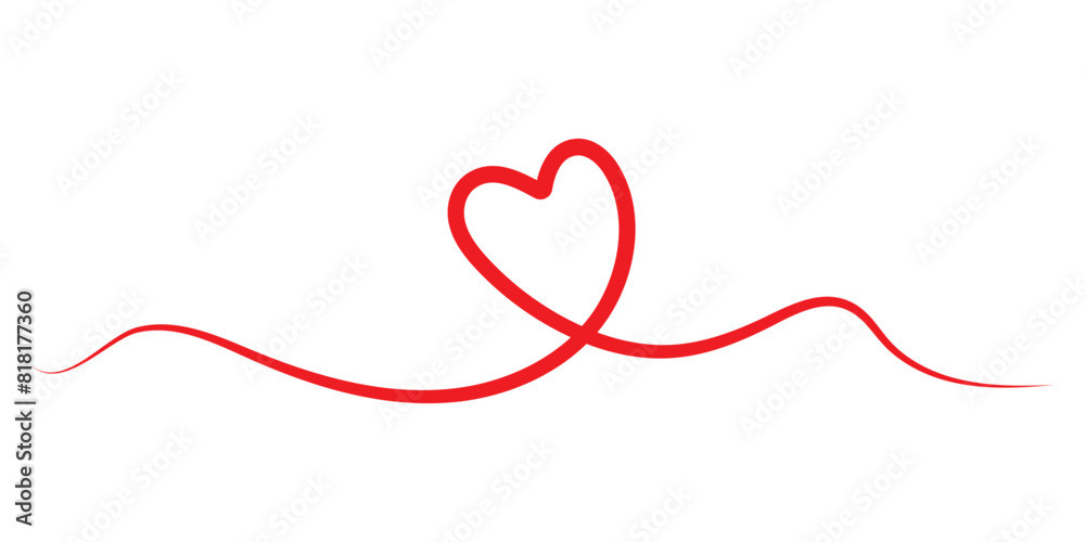 Red Heart vector icon with stroke line.  Love symbols, icon isolated on white background. Heart, love, icon for valentine's day. Vector illustration.