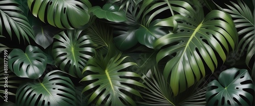 tropical leaf pile background.