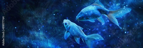 Pisces Zodiac Sign  Fish Horoscope Symbol  Two Magic Astrology Fishes  Pisces in Fantastic Night Sky