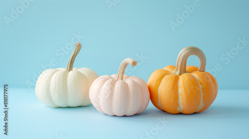 Three Small Pumpkins Arranged Neatly
