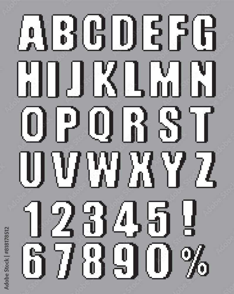 pixel style font , numbers and symbol pixel style font , numbers and symbol