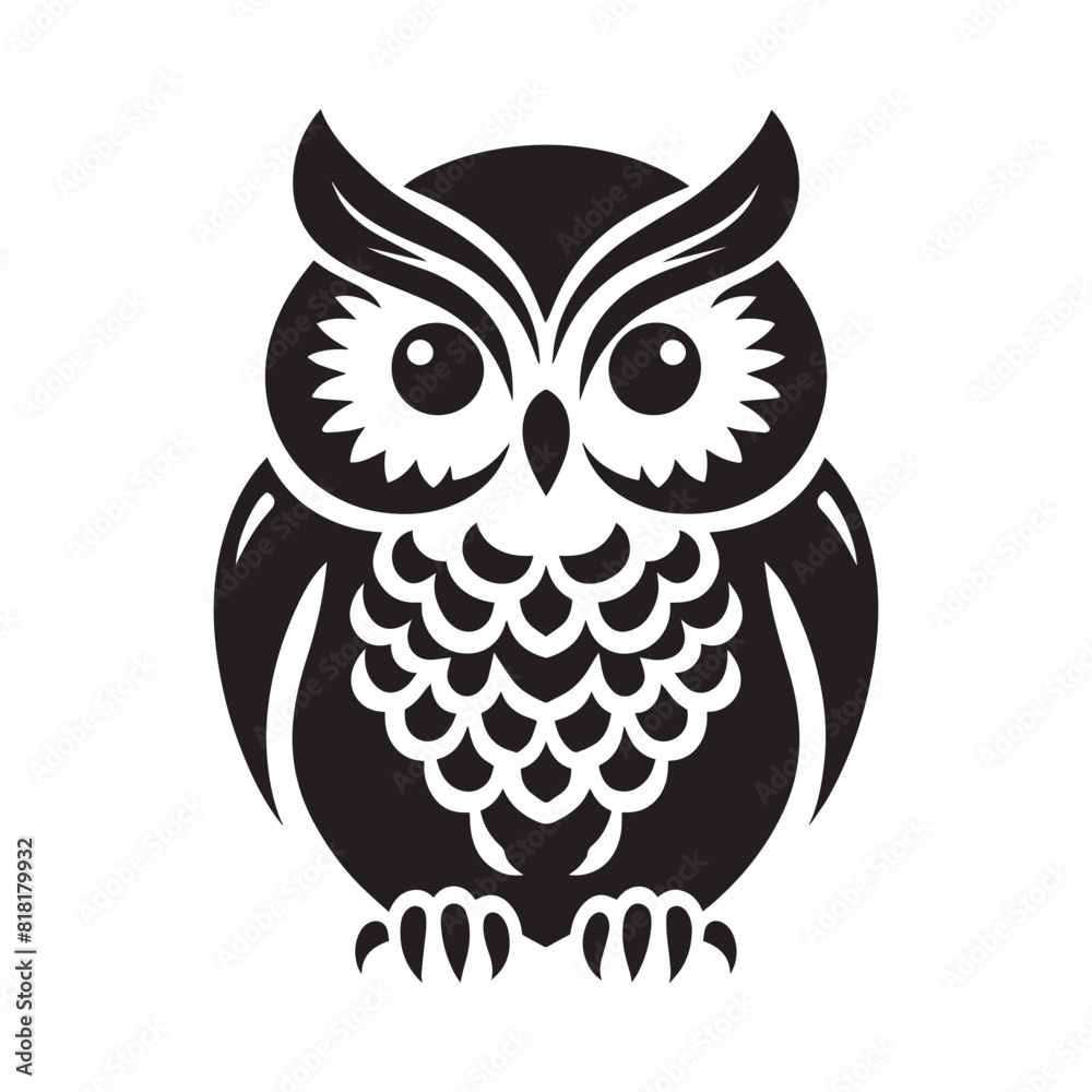 Owl bird silhouette flat vector illustration logo style Owl bird silhouette flat vector illustration logo style