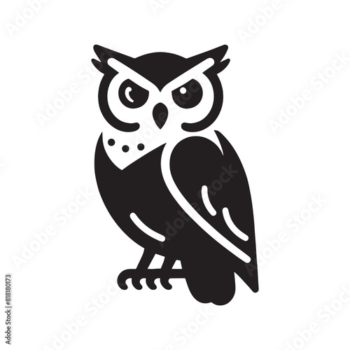 Angry Owl bird silhouette flat vector illustration logo style  photo