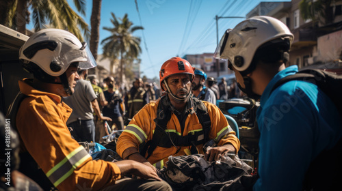 Palestinian Medics Responding to Emergency Scene  Transporting Injured Person