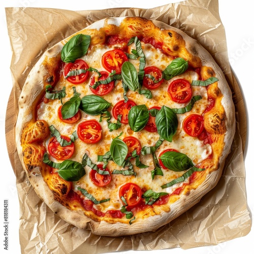 Pizza Margarita, Margherita with Cherry Tomatoes, Tomato Sauce, Green Basil and Mozzarella