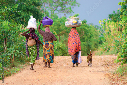 Fotografija Fin de journée après le travail aux champs en Afrique de l'ouest, Togo, Sokodé