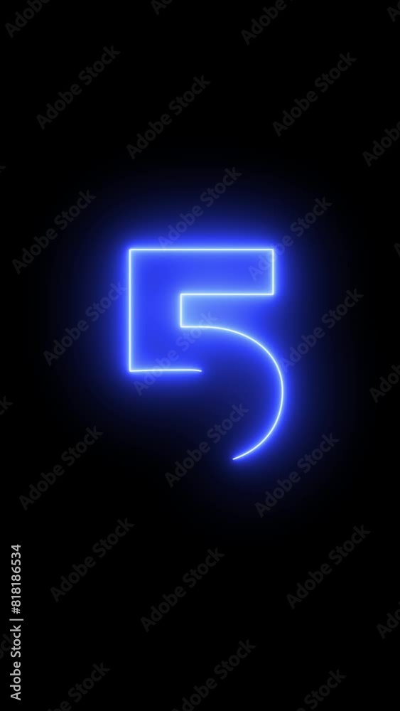 Neon Light 10 Seconds Countdown on black background. Neon Light 10 Seconds Countdown on black background.