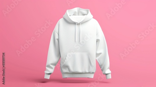 Blank white hoodie template. Hoodie sweatshirt long sleeve with clipping path, hoody for design mockup for print