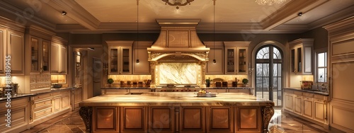 Luxurious Modern French Kitchen Exuding Premium Design and Late Afternoon Ambience