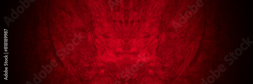 Old wall texture cement black red  background abstract dark color design are light with white gradient background. © Kamjana