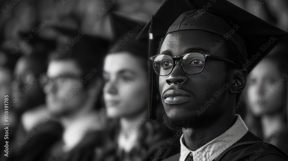 Fototapeta premium Graduates Wearing Caps and Gowns