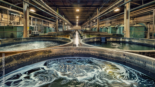 A factory surrounded by flooded water, highlighting the intersection of industrial processes and ecological impact photo