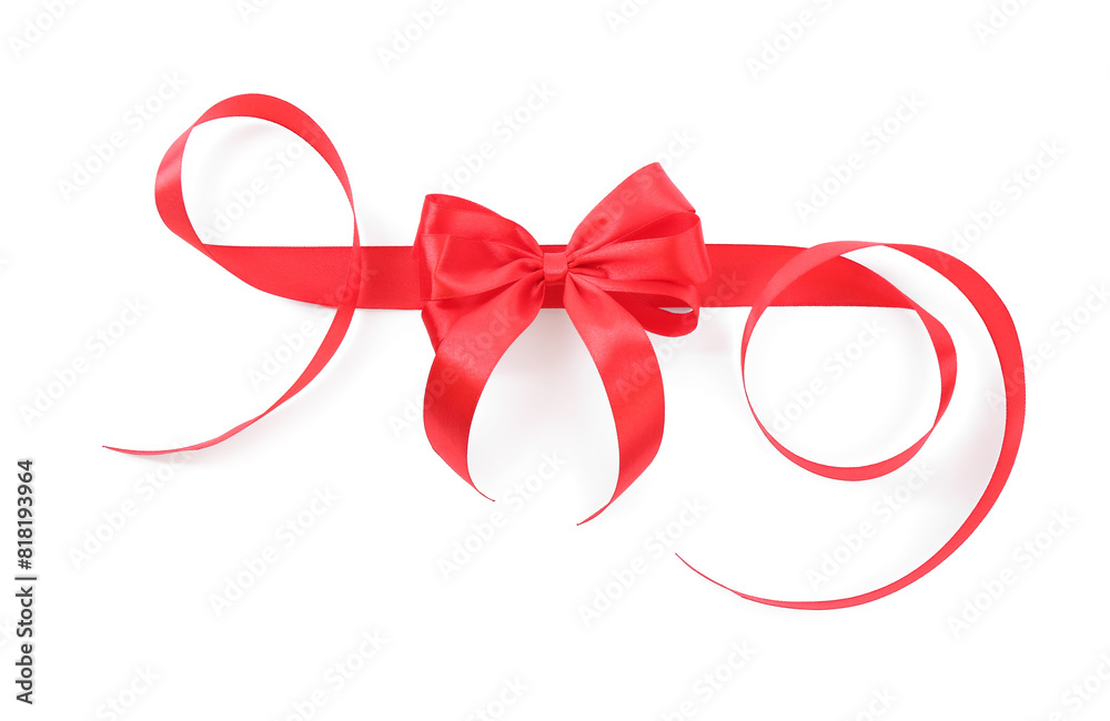 Red satin ribbon with bow isolated on white Red satin ribbon with bow isolated on white
