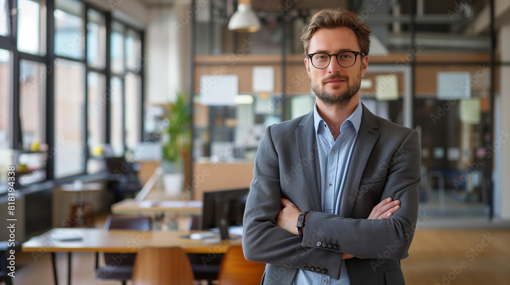 Fototapeta premium portrait of a businessman standing in modern office