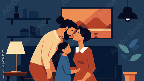 Family Embrace at Home: Intimate Moment of Love and Togetherness. World Kissing Day