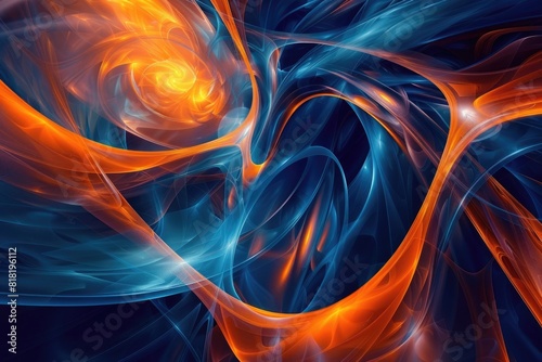 Abstract 3d orange and blue fractal background