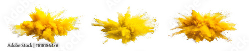 Explosion of yellow smoke isolated on transparent background cutout png