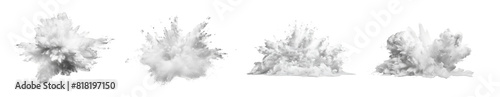 Explosion of white smoke isolated on transparent background cutout png photo