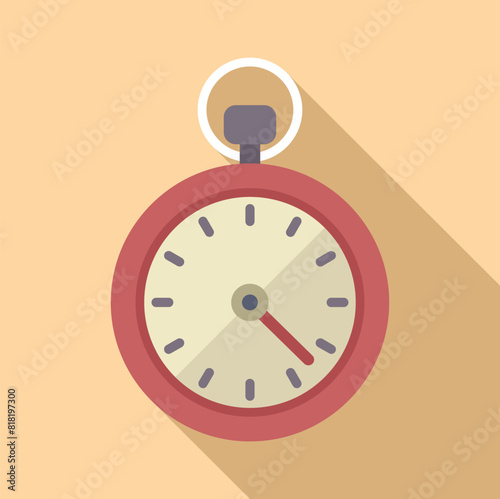 Flat design illustration of an oldfashioned stopwatch casting a subtle shadow