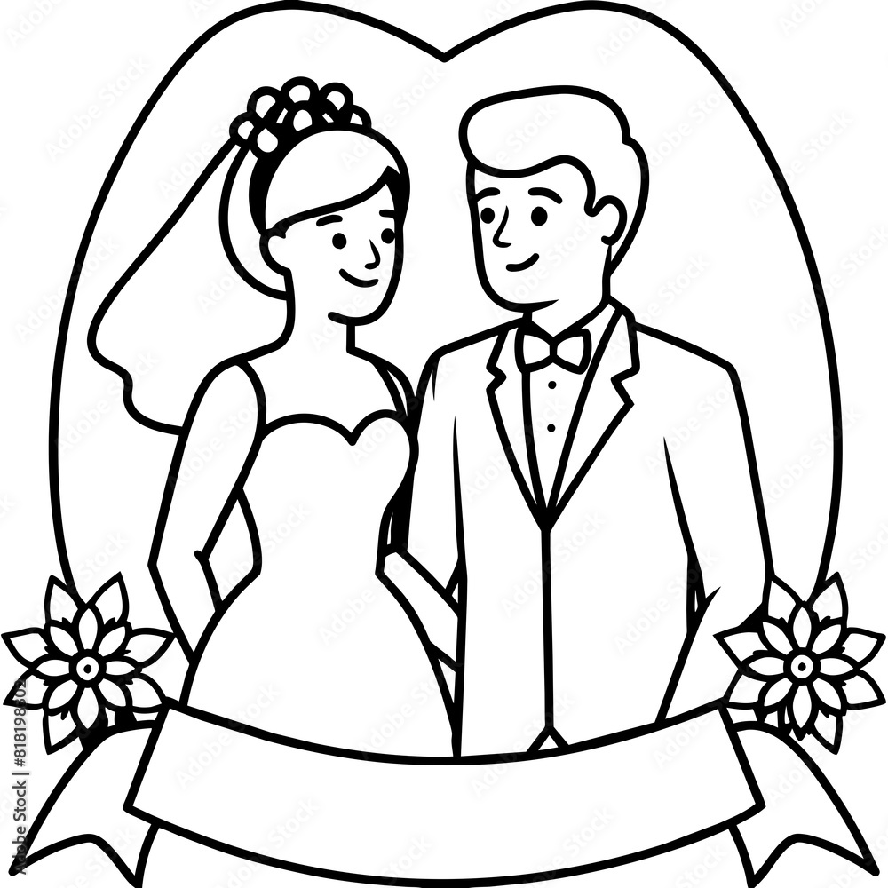 Fototapeta premium bride and groom on white background