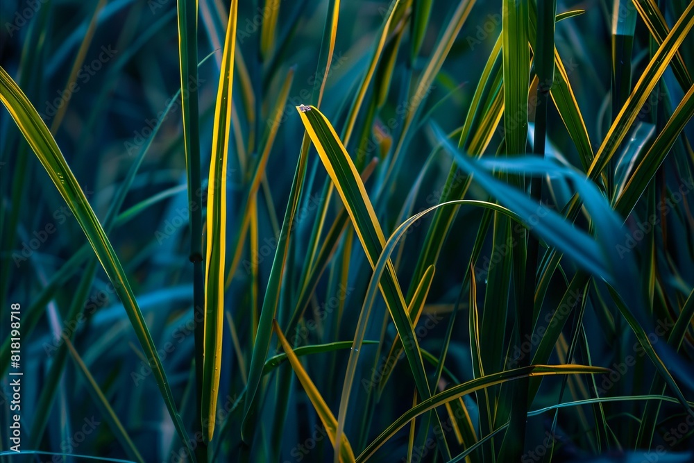 A close up of tall grass with yellow and green. A close up of tall grass with yellow and green.