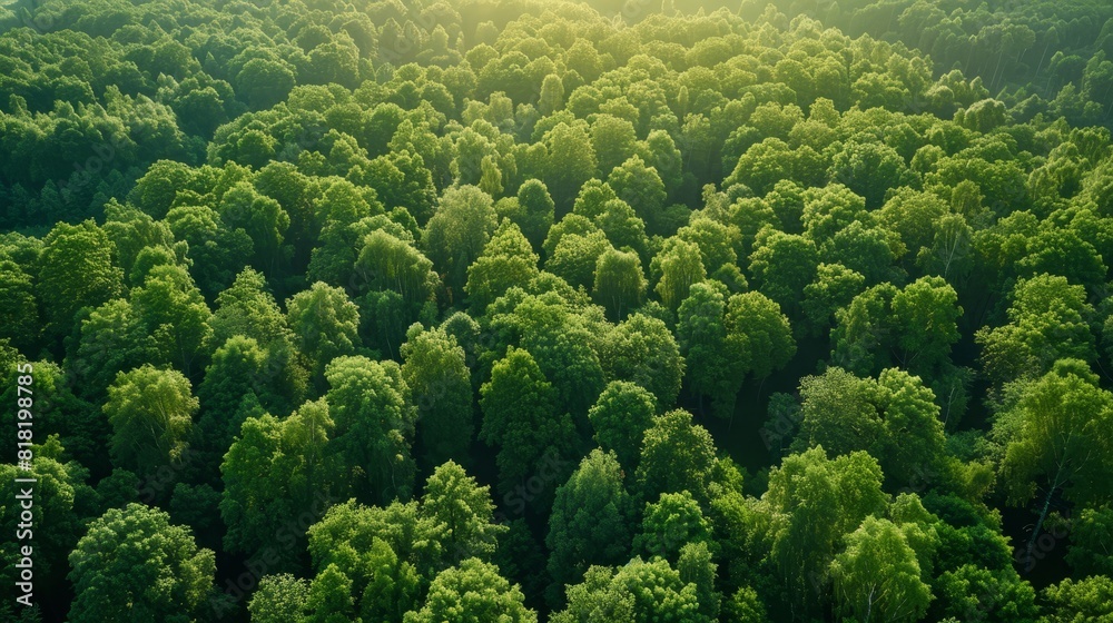  A sizable grove of trees, sunlit amidst the forest