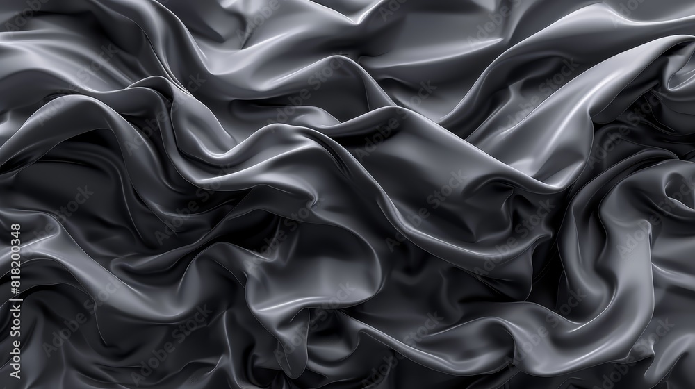 A monochrome image of extensive wrinkles on a sizable expanse of gray fabric A monochrome image of extensive wrinkles on a sizable expanse of gray fabric
