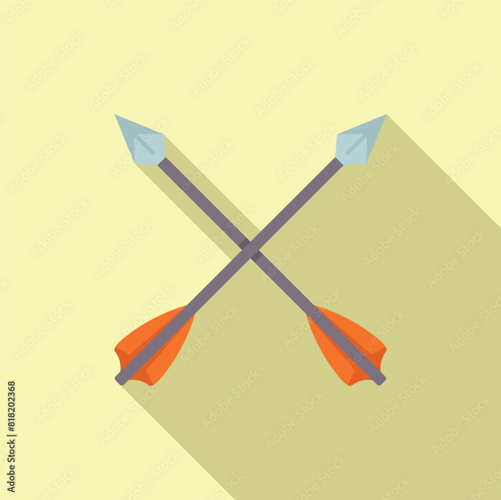 Flat design of two crossed arrows with a modern shadow effect on a duotone backdrop Flat design of two crossed arrows with a modern shadow effect on a duotone backdrop