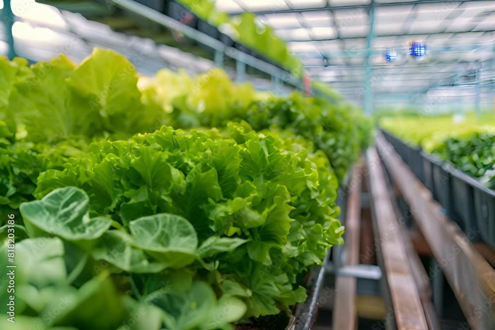 Fresh green lettuce plants growing in a hydroponic greenhouse farm Fresh green lettuce plants growing in a hydroponic greenhouse farm