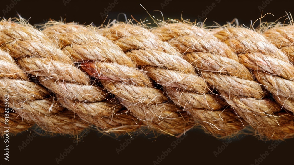  A close-up of a rope with two knots, one in each middle