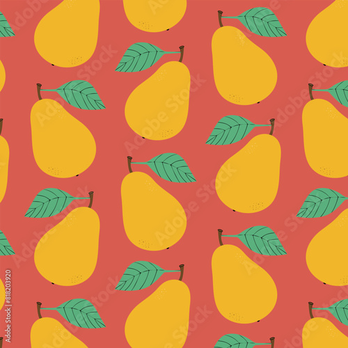 Seamless pattern with pears. Vector illustration.