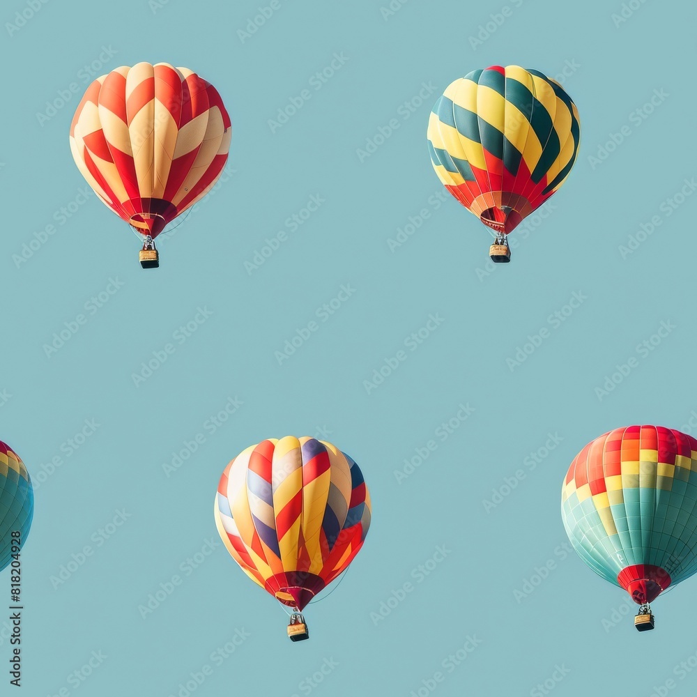Obraz premium Seamless A group of colorful hot air balloons are floating in the sky
