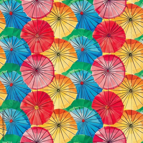 Seamless A colorful pattern of umbrellas with a bright and cheerful mood