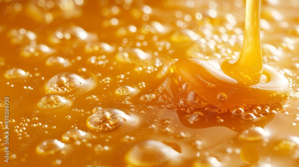 A tight shot of a yellow liquid topped with water drops, a yellow toothbrush submerged in the lower part A tight shot of a yellow liquid topped with water drops, a yellow toothbrush submerged in the lower part