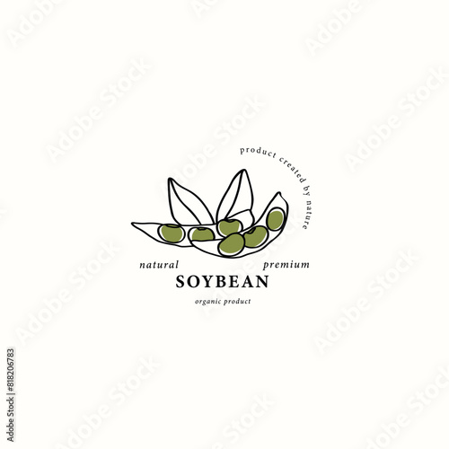 Line art soybeans with leaves logotype